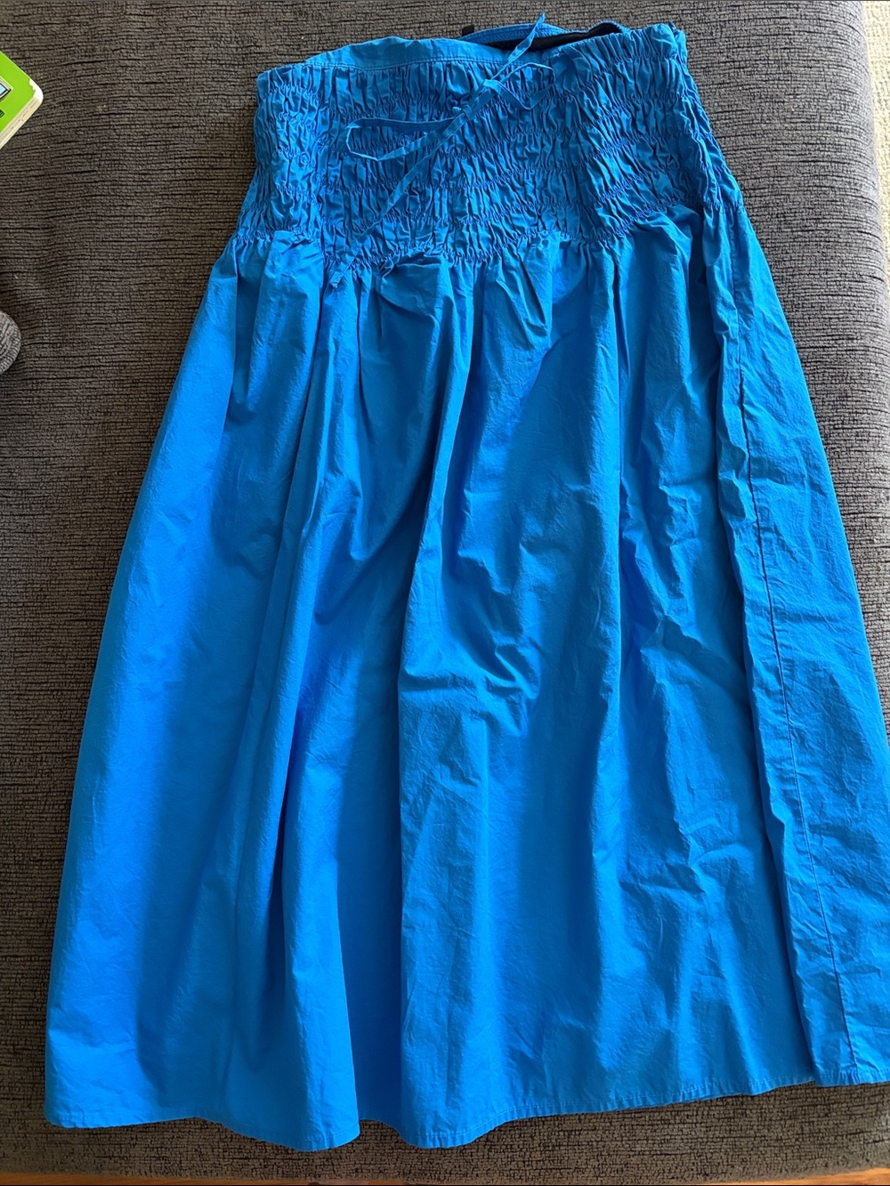 En Saison | Anthropologie Bright Blue Smocked A-Line Midi Skirt | S